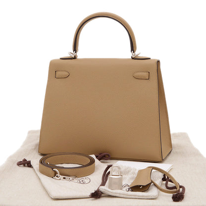 ケリー25 外縫い エプソン トレンチ エレクトラム金具 K刻印 ハンドバッグ