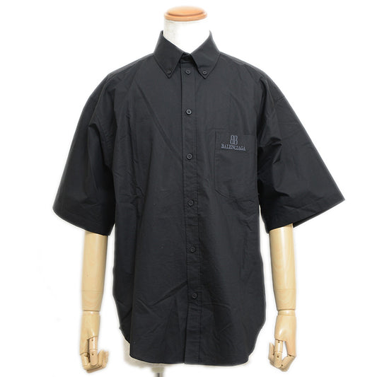 半袖シャツ コットン ブラック メンズ 37サイズ 半袖シャツ