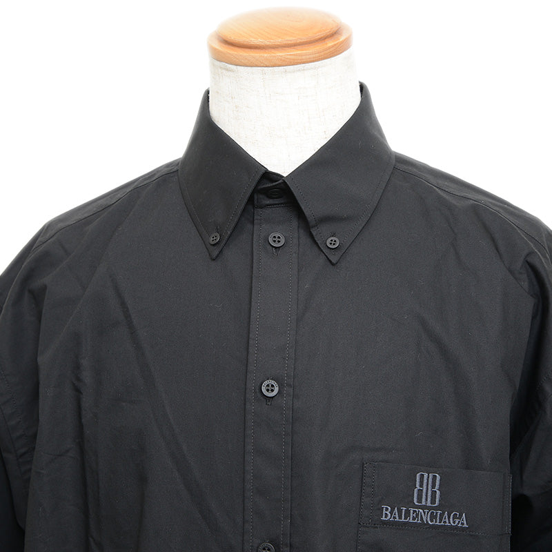 半袖シャツ コットン ブラック メンズ 37サイズ 半袖シャツ