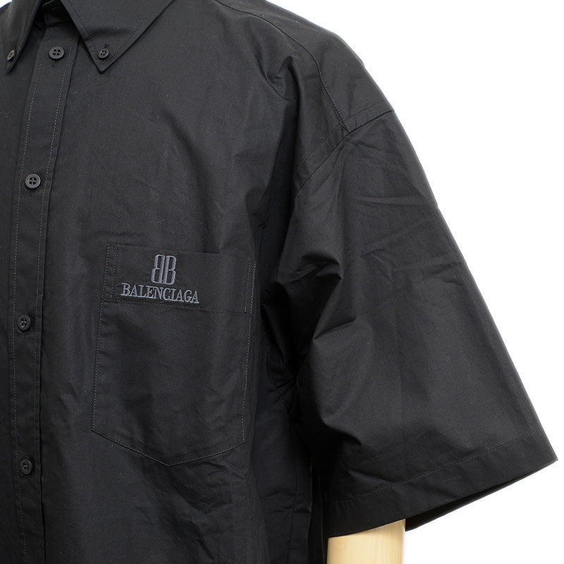 半袖シャツ コットン ブラック メンズ 37サイズ 半袖シャツ