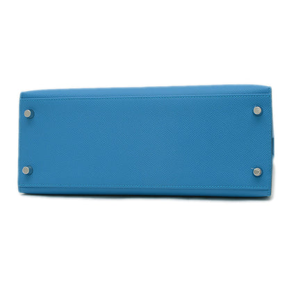 ケリー28 外縫い エプソン ブルーザンジバル シルバー金具 W刻印 ハンドバッグ