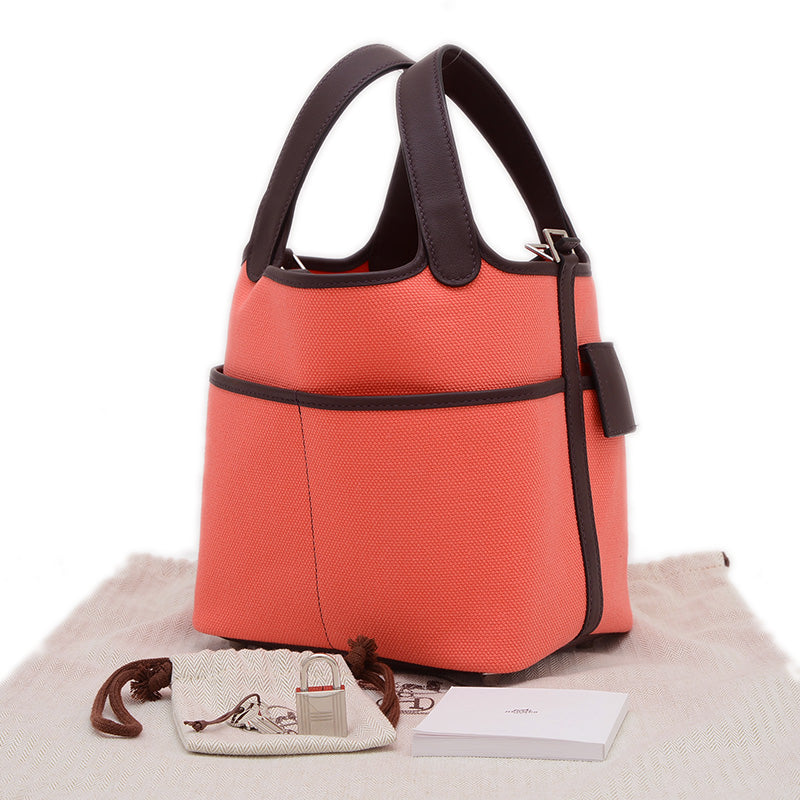 ピコタンロック PM 18 カーゴ ローズテキサス/ルージュセリエ シルバー金具 B刻印 ハンドバッグ