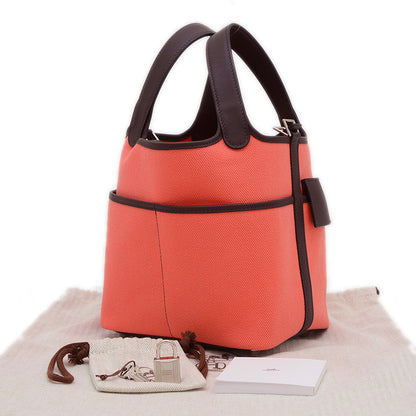 ピコタンロック PM 18 カーゴ ローズテキサス/ルージュセリエ シルバー金具 B刻印 ハンドバッグ