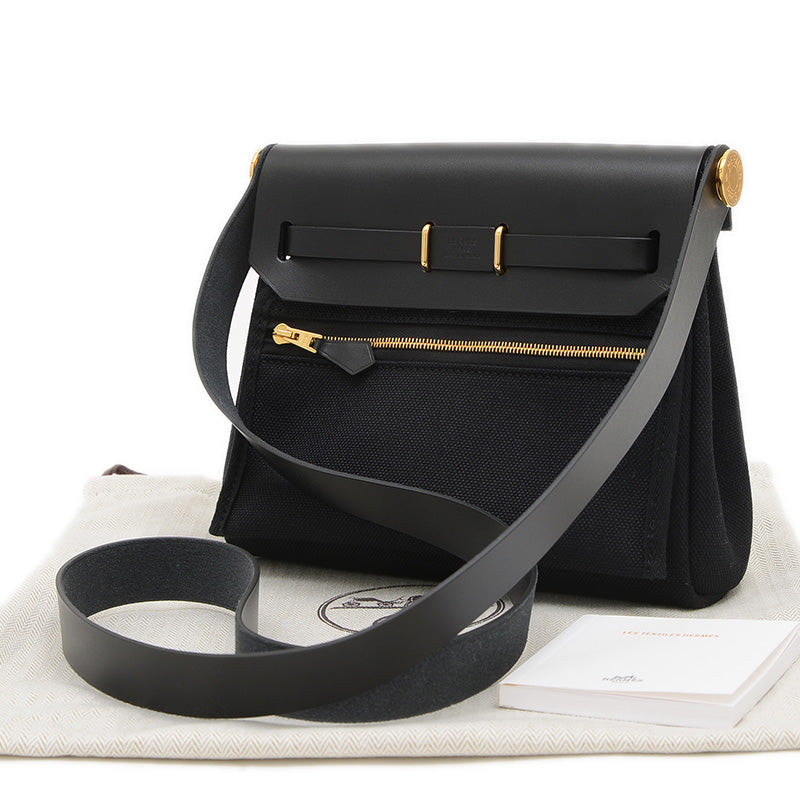 エールバッグ ミニ 2WAY トワルアッシュ ゴールド金具 ブラック K刻印 ショルダーバッグ