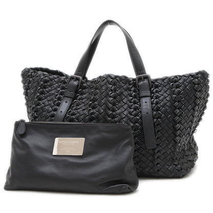 イントレチャート ワイヤーリング トートバッグ ポーチ付 レザー ブラック トートバッグ