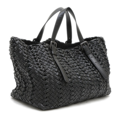 イントレチャート ワイヤーリング トートバッグ ポーチ付 レザー ブラック トートバッグ