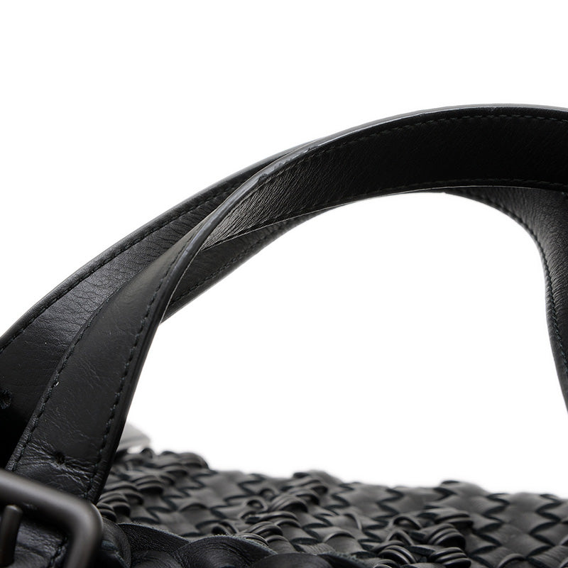 イントレチャート ワイヤーリング トートバッグ ポーチ付 レザー ブラック トートバッグ