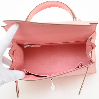 ケリー25 外縫い エプソン ローズコンフェッティ シルバー金具 Y刻印 ハンドバッグ