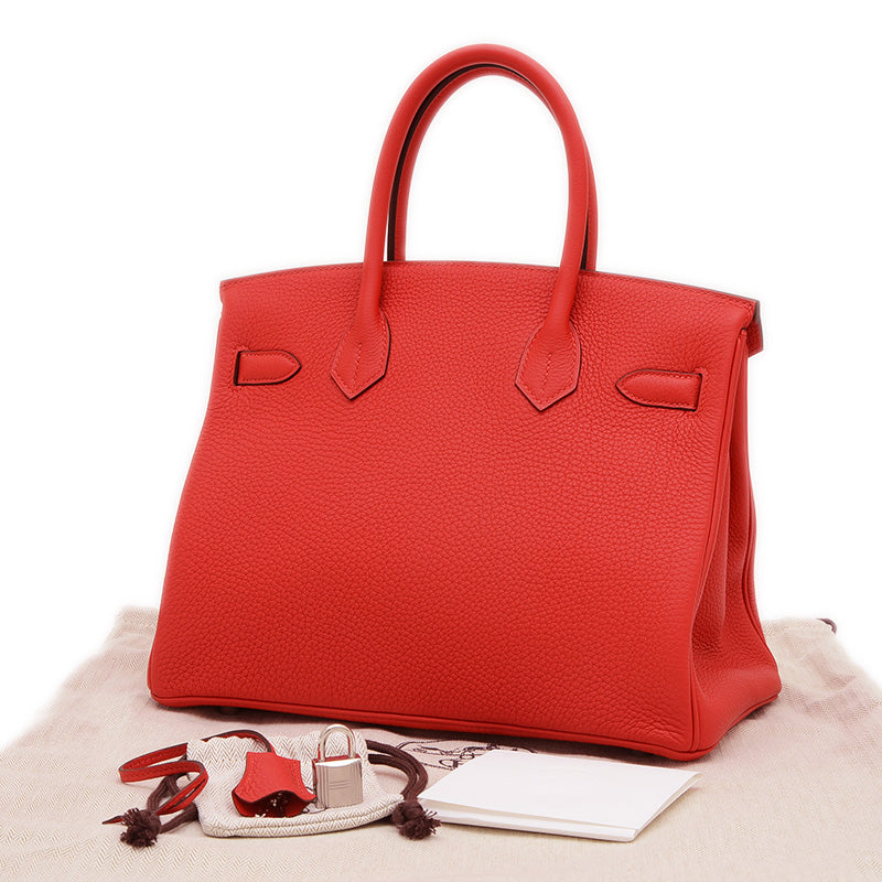 バーキン30 トゴ ルージュラデュー シルバー金具 K刻印 ハンドバッグ