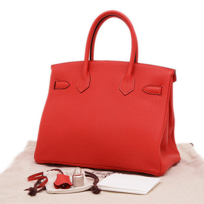 バーキン30 トゴ ルージュラデュー シルバー金具 K刻印 ハンドバッグ