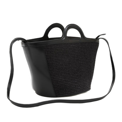 トロピカリア スモール かごバッグ 2WAYバッグ ラフィア/レザー ブラック BMMP006800 トートバッグ