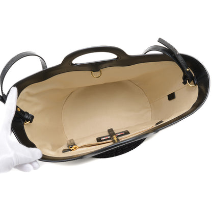 トロピカリア スモール かごバッグ 2WAYバッグ ラフィア/レザー ブラック BMMP006800 トートバッグ