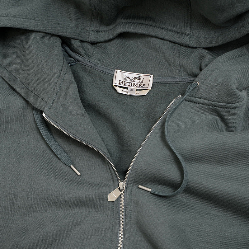 ジップアップパーカー コットン グリーン メンズ XLサイズ パーカー