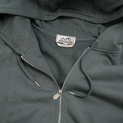 ジップアップパーカー コットン グリーン メンズ XLサイズ パーカー