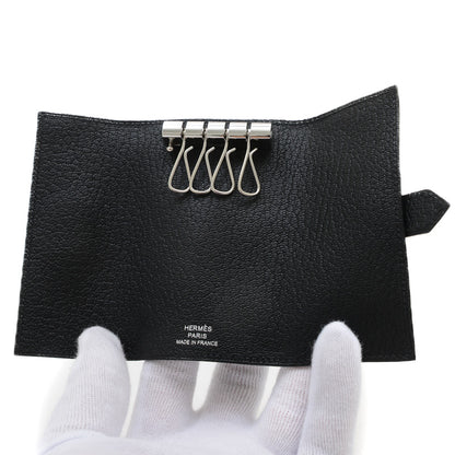 ベアン キーケース 4連 シェーブル ブラック シルバー金具 K刻印 キーケース