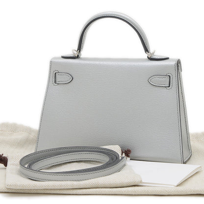 ケリー ミニ ドゥ 2 シェーブルシャムキラ アルジャン シルバー金具 W刻印 ハンドバッグ