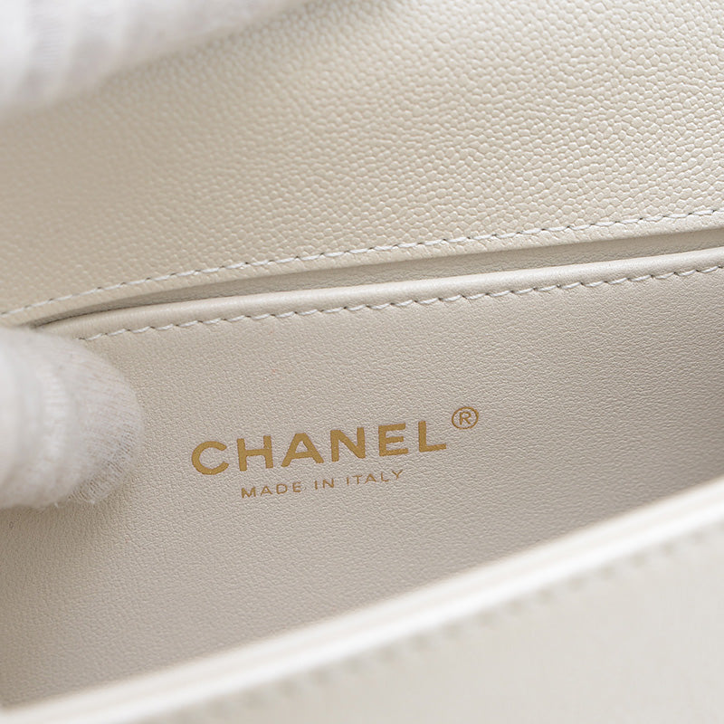 ボーイシャネル チェーンショルダー カーフ パールホワイト ゴールド金具 AS3018 ショルダーバッグ
