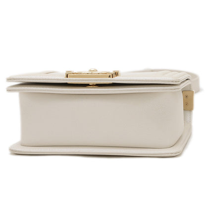 ボーイシャネル チェーンショルダー カーフ パールホワイト ゴールド金具 AS3018 ショルダーバッグ