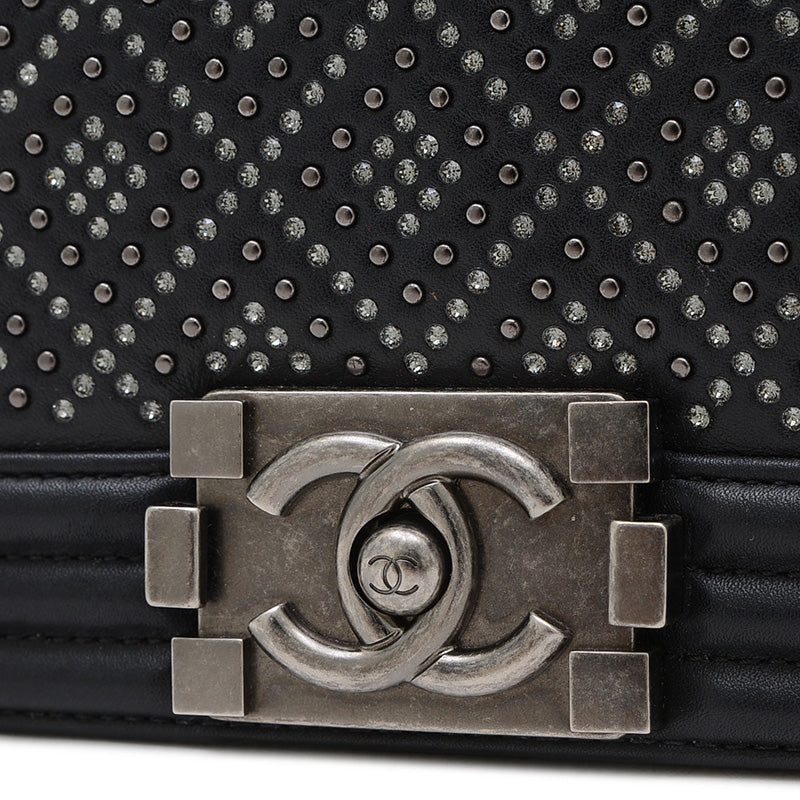 ボーイシャネル 20 チェーンショルダー ラインストーン ラムスキン ブラック A67085 ショルダーバッグ