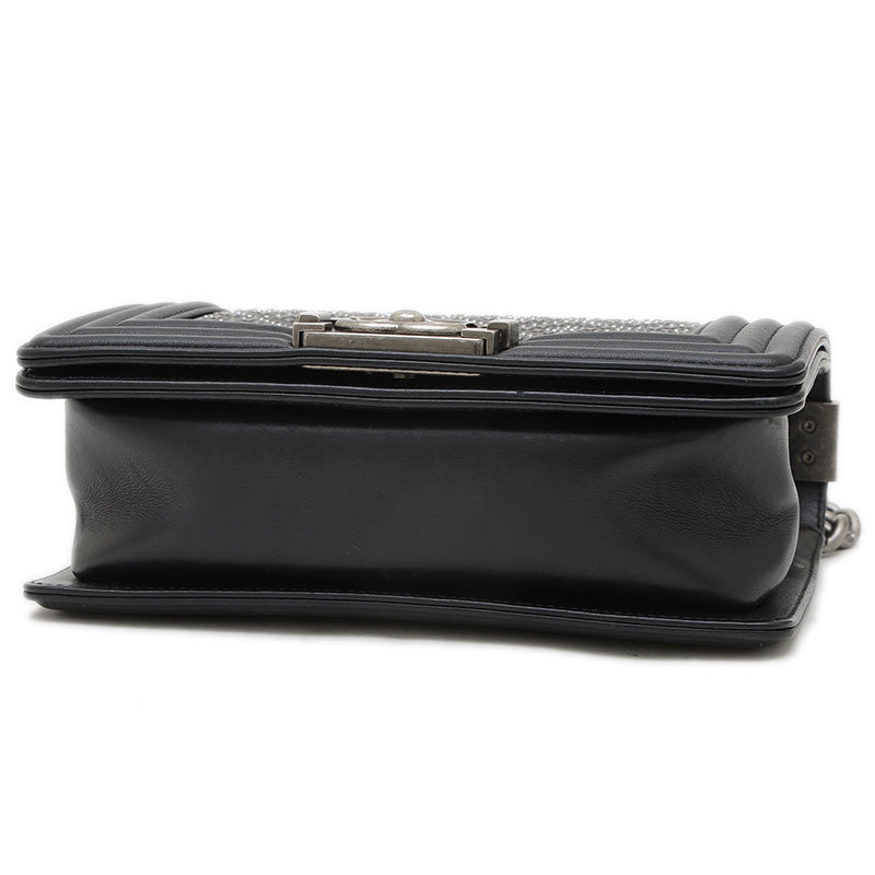 ボーイシャネル 20 チェーンショルダー ラインストーン ラムスキン ブラック A67085 ショルダーバッグ