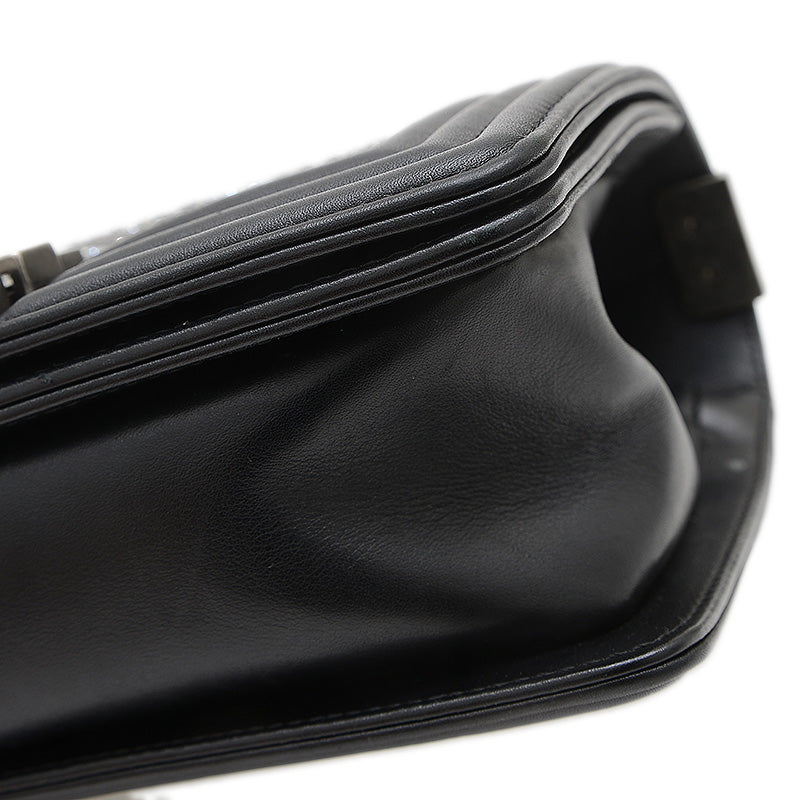 ボーイシャネル 20 チェーンショルダー ラインストーン ラムスキン ブラック A67085 ショルダーバッグ