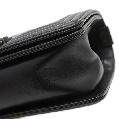 ボーイシャネル 20 チェーンショルダー ラインストーン ラムスキン ブラック A67085 ショルダーバッグ