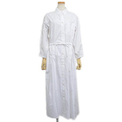 シャツワンピース ウエストリボン コットン ホワイト 4E0546DV 36サイズ ワンピース