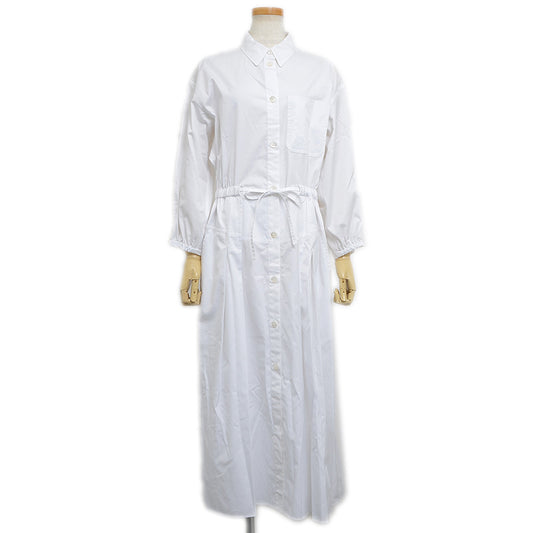 シャツワンピース ウエストリボン コットン ホワイト 4E0546DV 36サイズ ワンピース