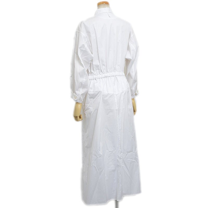 シャツワンピース ウエストリボン コットン ホワイト 4E0546DV 36サイズ ワンピース