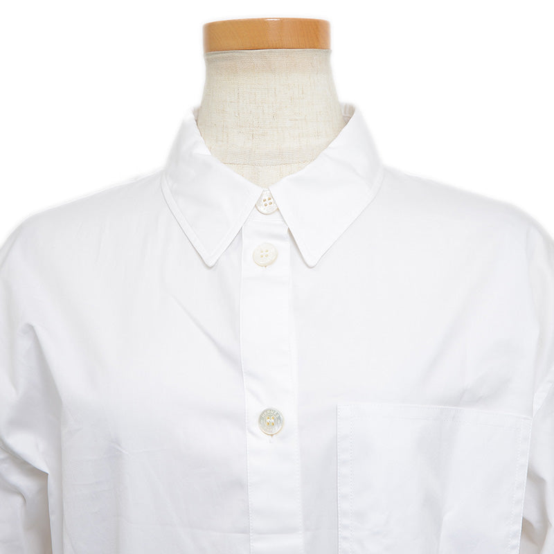 シャツワンピース ウエストリボン コットン ホワイト 4E0546DV 36サイズ ワンピース