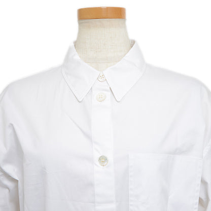 シャツワンピース ウエストリボン コットン ホワイト 4E0546DV 36サイズ ワンピース