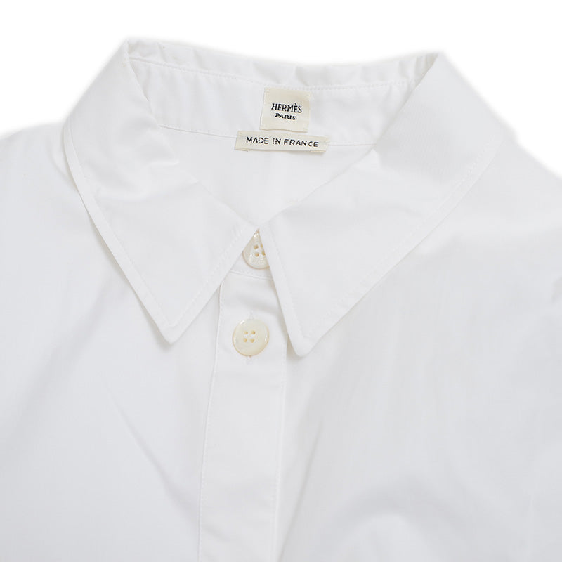 シャツワンピース ウエストリボン コットン ホワイト 4E0546DV 36サイズ ワンピース