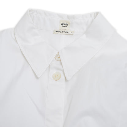 シャツワンピース ウエストリボン コットン ホワイト 4E0546DV 36サイズ ワンピース