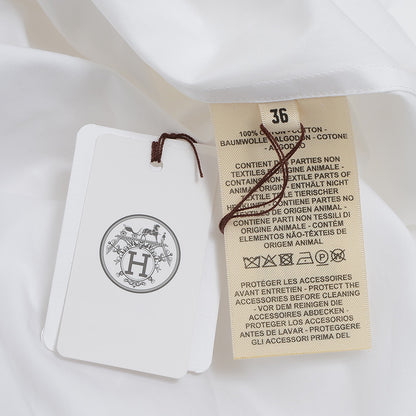 シャツワンピース ウエストリボン コットン ホワイト 4E0546DV 36サイズ ワンピース