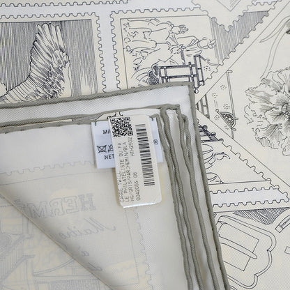 カレ90 フォーブルの切手愛好家 シルク グレー/パーシュマン/ホワイト スカーフ