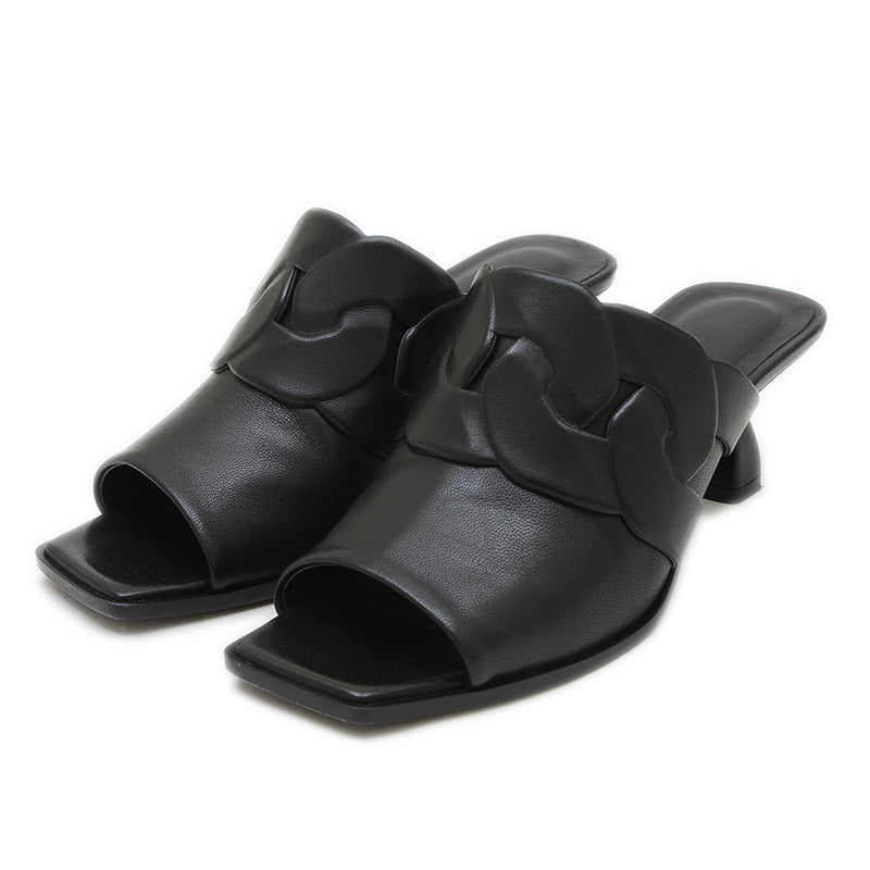 サンダル ハンナ55 レザー ブラック レディース サイズ36.5 サンダル