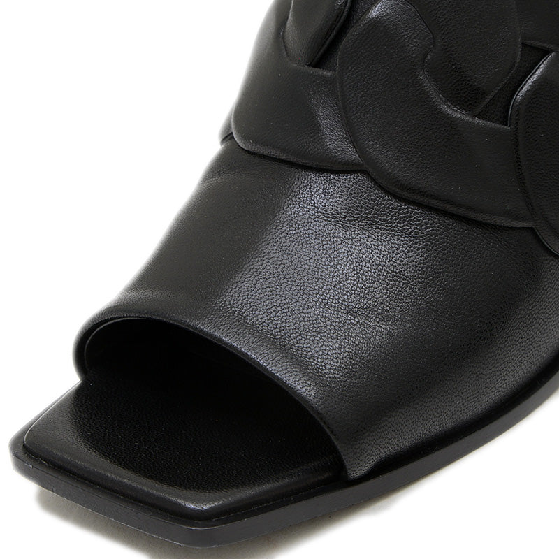 サンダル ハンナ55 レザー ブラック レディース サイズ36.5 サンダル