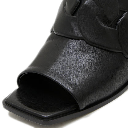 サンダル ハンナ55 レザー ブラック レディース サイズ36.5 サンダル