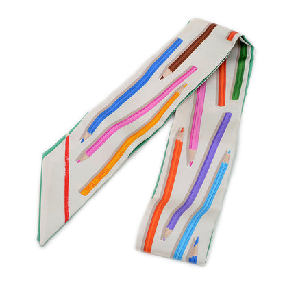 ツイリー さあ色鉛筆をだして カレリブレ シルク クレーム/ヴェール/マルチカラー スカーフ