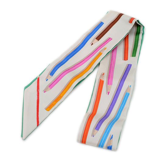 ツイリー さあ色鉛筆をだして カレリブレ シルク クレーム/ヴェール/マルチカラー スカーフ