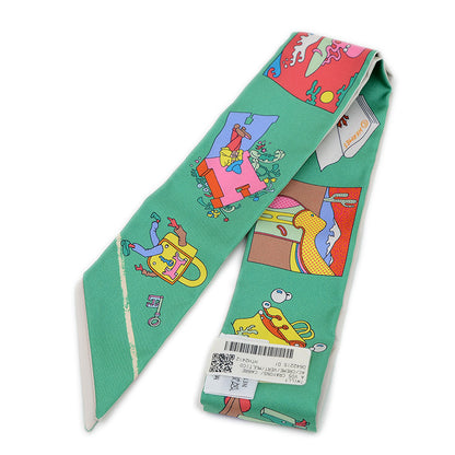 ツイリー さあ色鉛筆をだして カレリブレ シルク クレーム/ヴェール/マルチカラー スカーフ