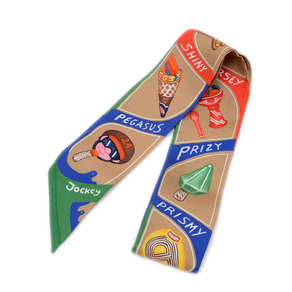 ツイリー ファニーアイスクリーム シルク ベージュドレ/エムロード/レッド スカーフ