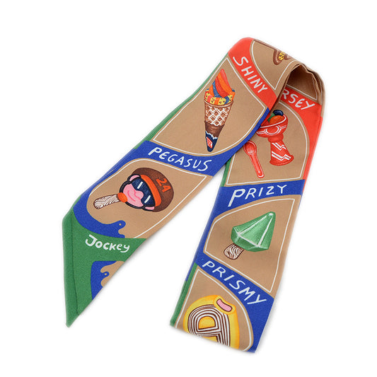 ツイリー ファニーアイスクリーム シルク ベージュドレ/エムロード/レッド スカーフ