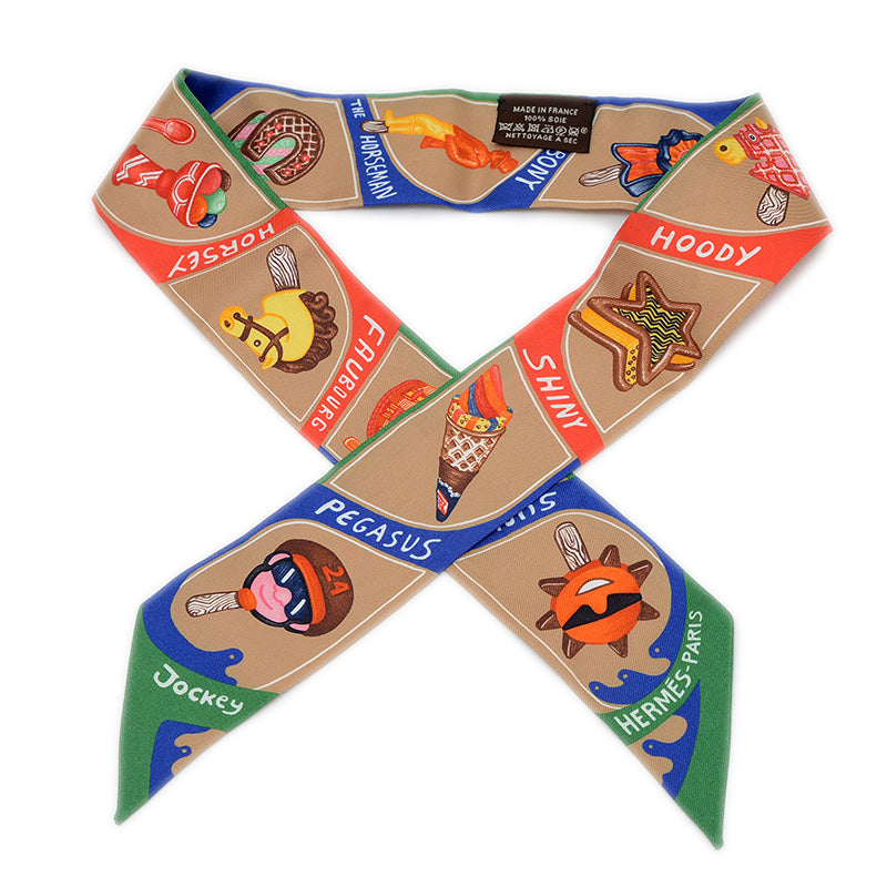 ツイリー ファニーアイスクリーム シルク ベージュドレ/エムロード/レッド スカーフ