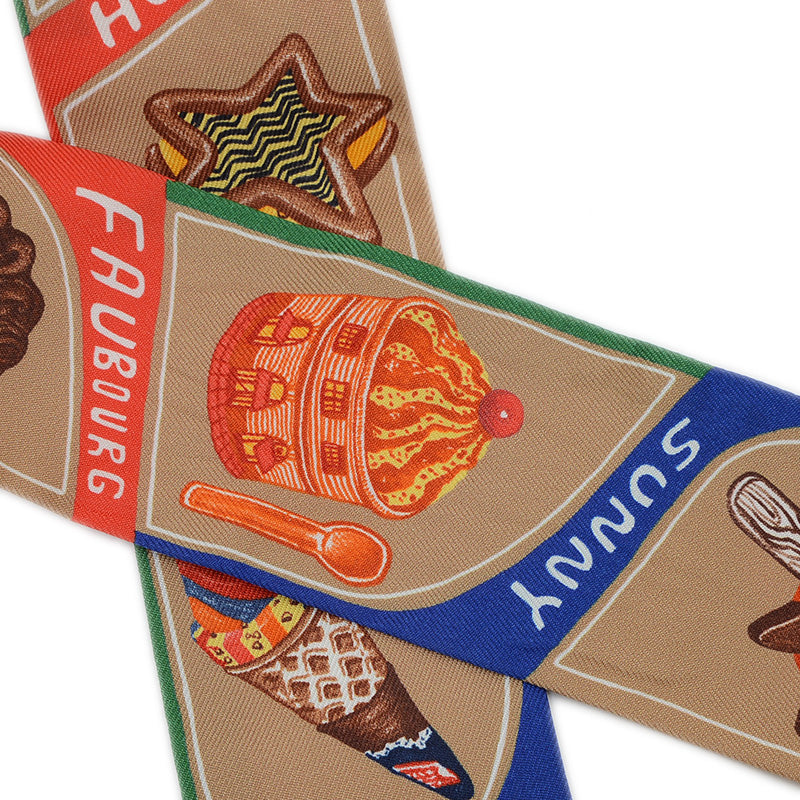 ツイリー ファニーアイスクリーム シルク ベージュドレ/エムロード/レッド スカーフ