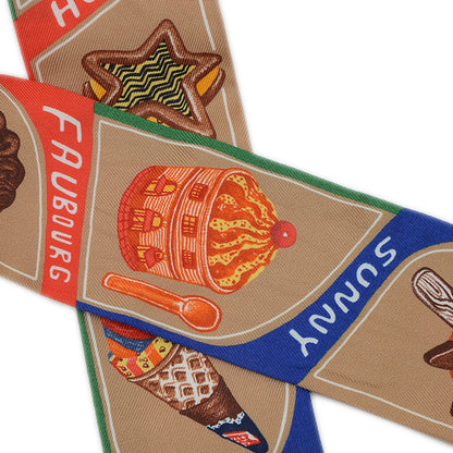 ツイリー ファニーアイスクリーム シルク ベージュドレ/エムロード/レッド スカーフ