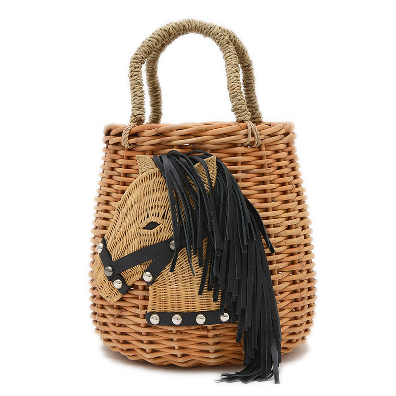 ホースバケット L かごバッグ ラタン ナチュラル トートバッグ