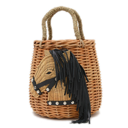 ホースバケット L かごバッグ ラタン ナチュラル トートバッグ