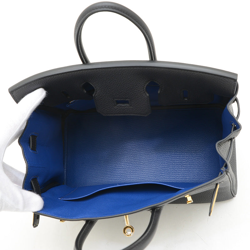 バーキン25 ヴェルソ トゴ ブラック/ブルーサフィール ゴールド金具 K刻印 ハンドバッグ
