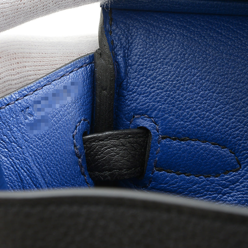 バーキン25 ヴェルソ トゴ ブラック/ブルーサフィール ゴールド金具 K刻印 ハンドバッグ